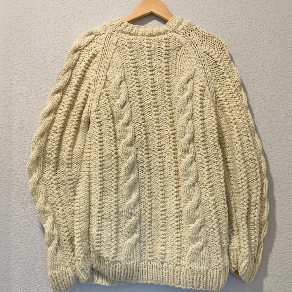 Vtg Chunky Knit Cream La Paloma Crewneck Sweater - Picture 6 of 6